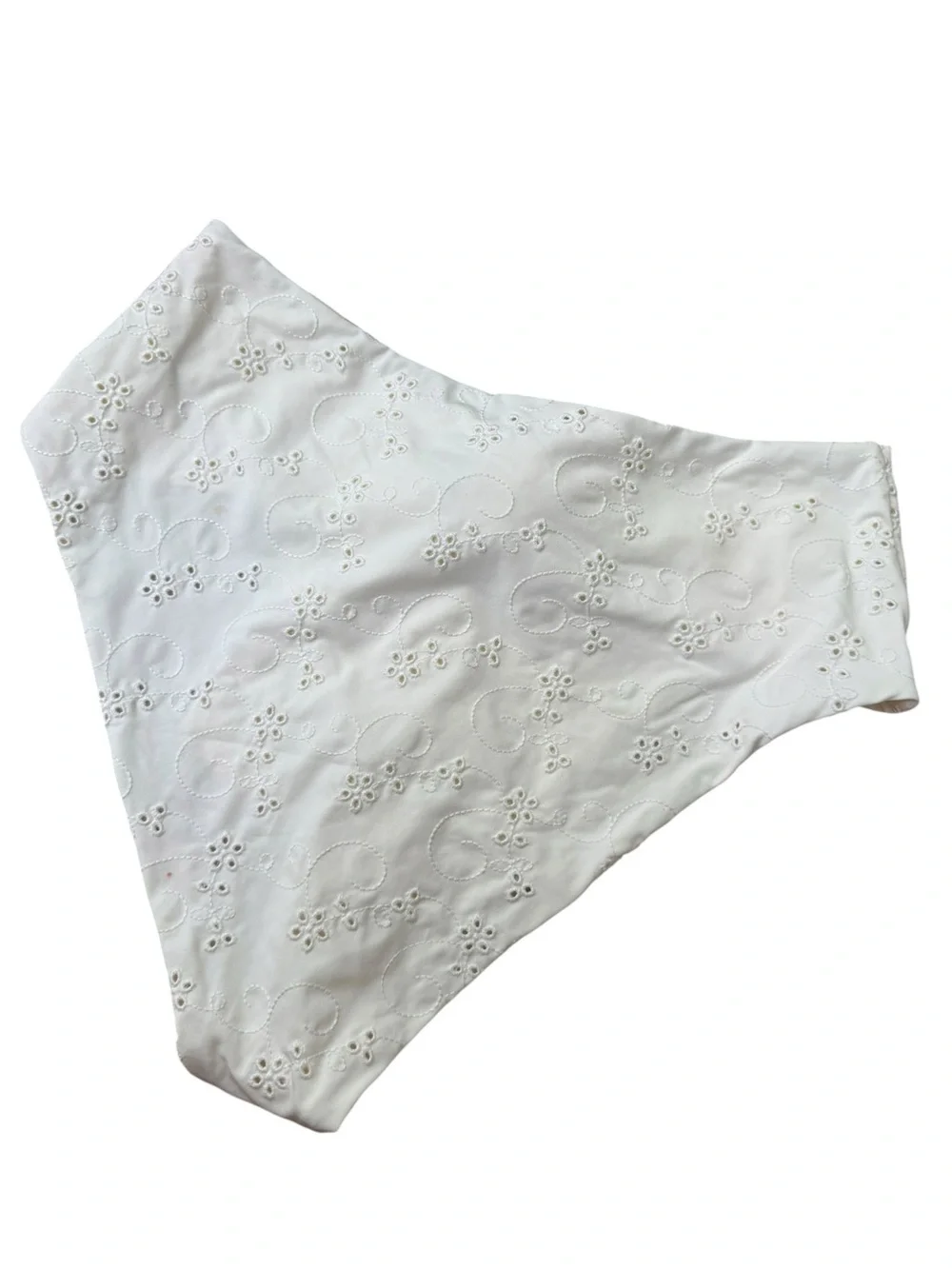 Onia x We Wore What Riviera Bikini Bottom with Pearl Eyelet Snow White L NWT